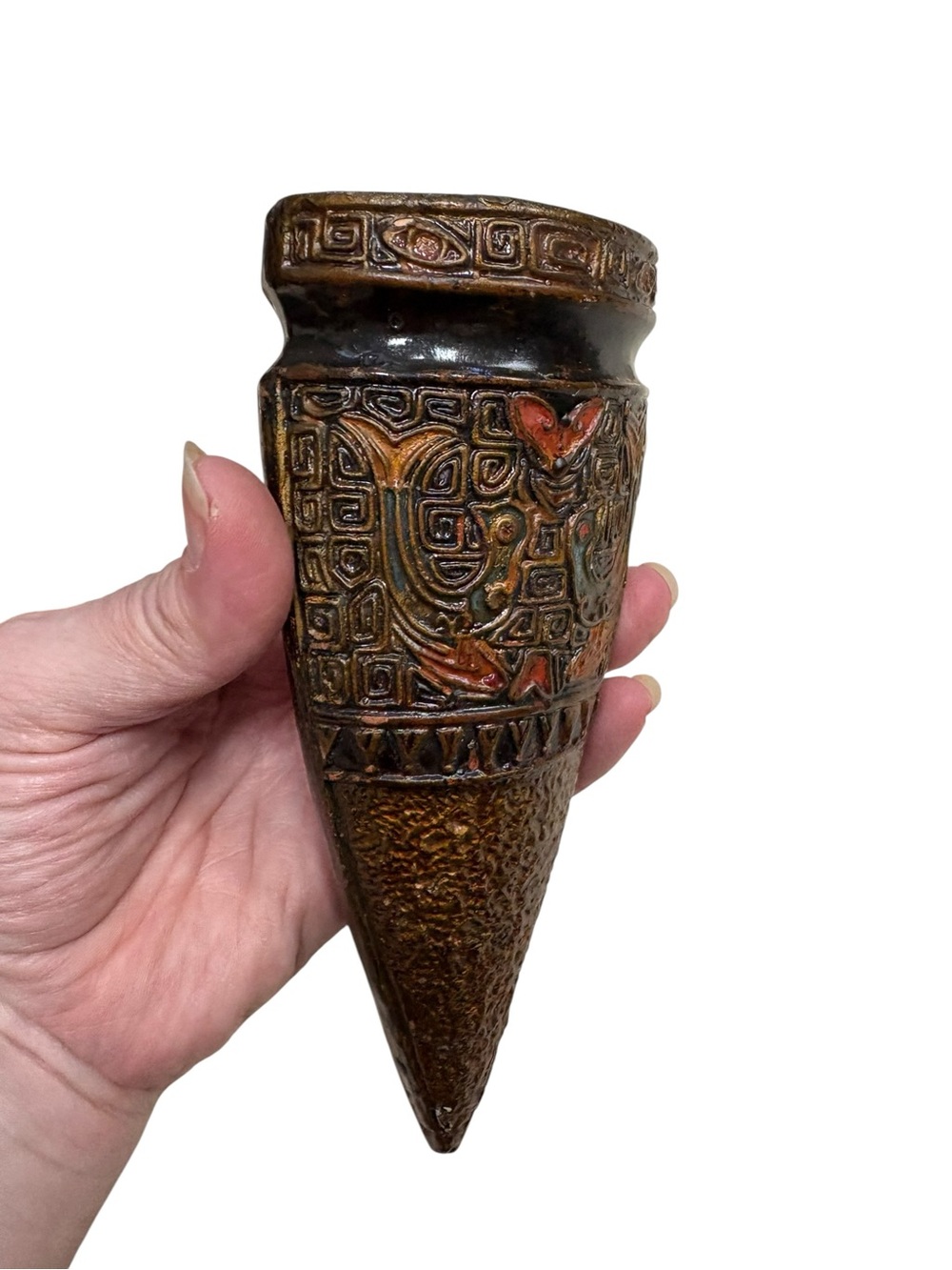 Vintage Black Majolica Pottery Wall Pocket Vases 20s 30s 40s - Picture 7 of 12